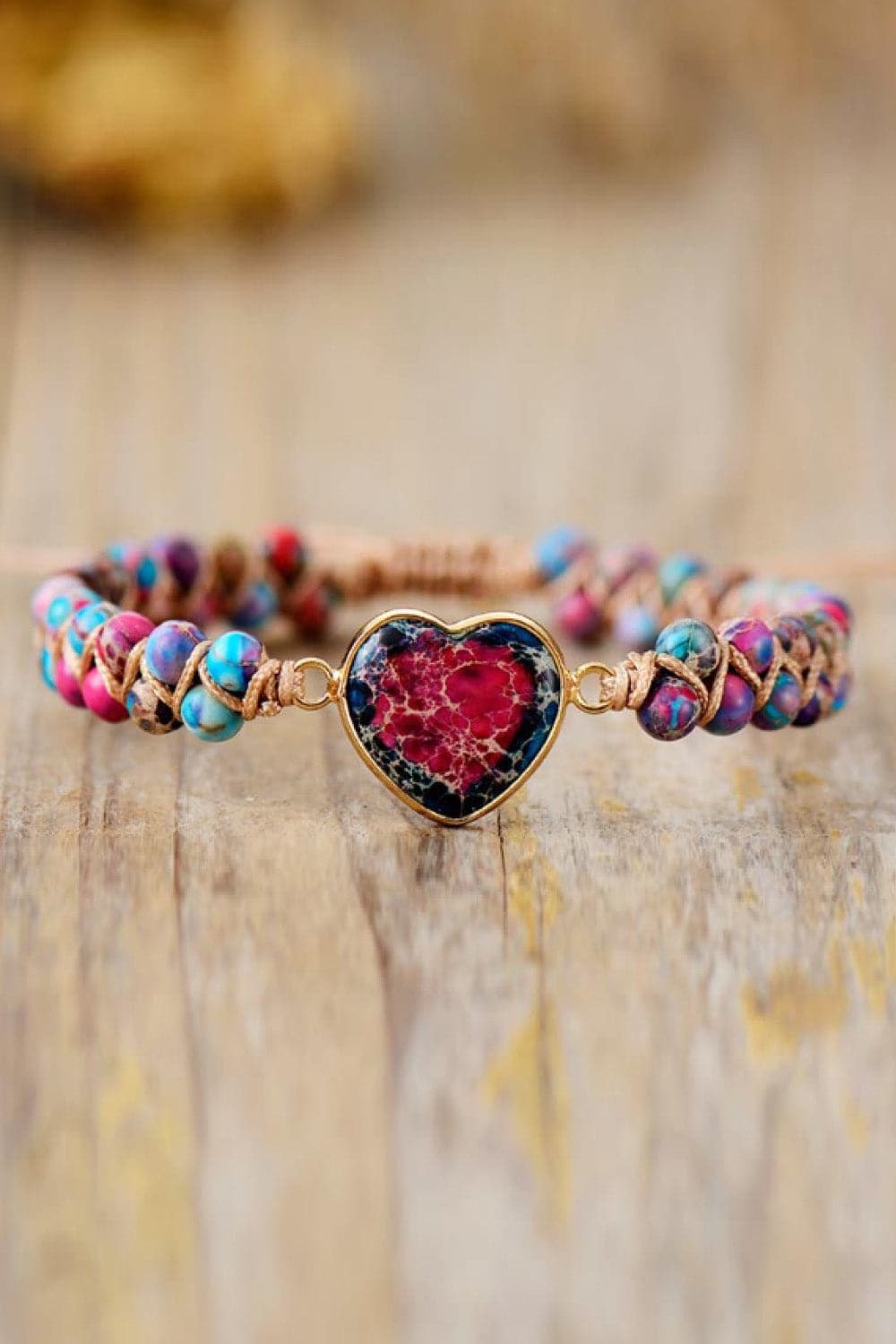 Handmade Heart Shape Natural Stone Bracelet.