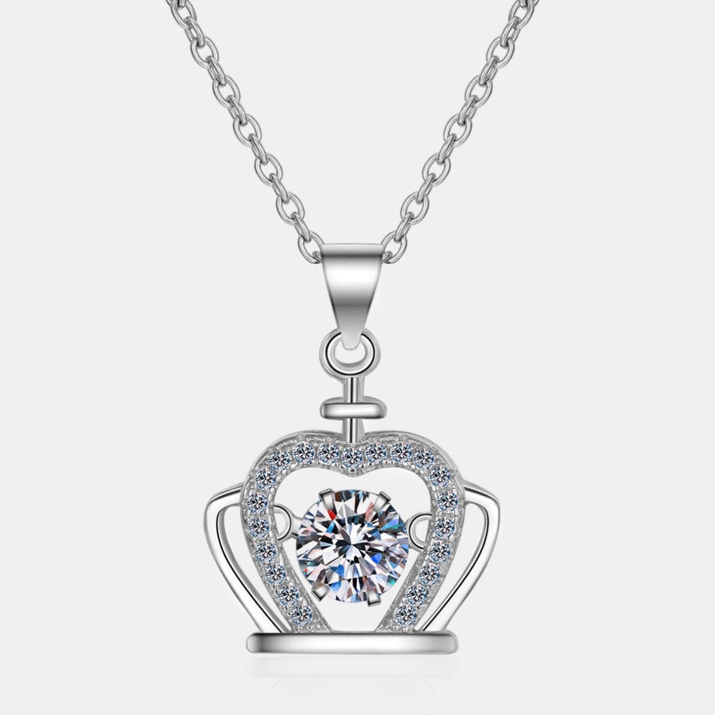 Moissanite Crown 925 Sterling Silver Necklace.