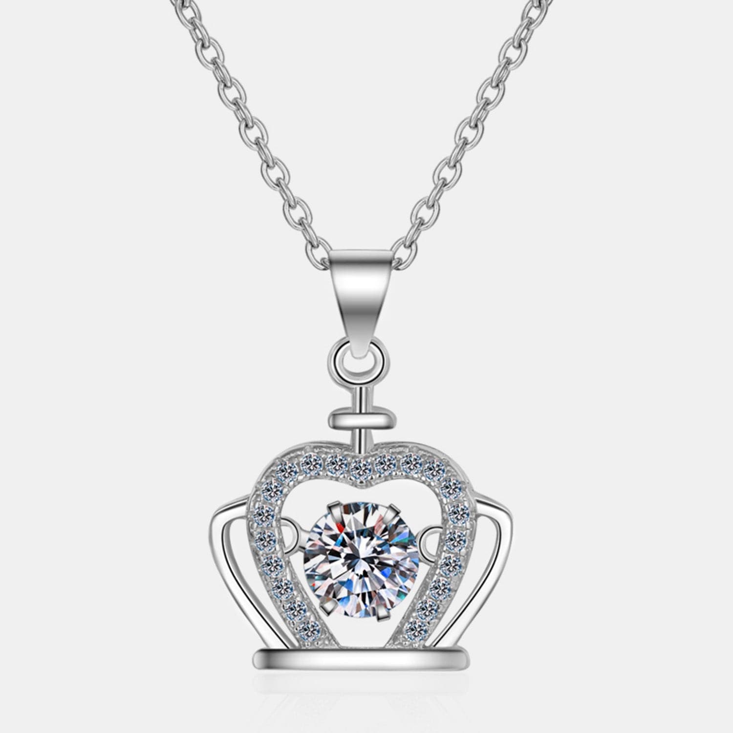 Moissanite Crown 925 Sterling Silver Necklace.