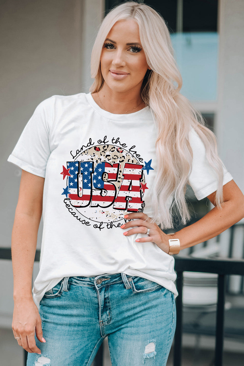 USA Graphic Round Neck Tee Simply Love