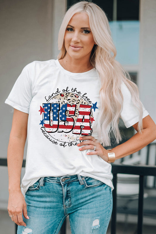 USA Graphic Round Neck Tee Simply Love