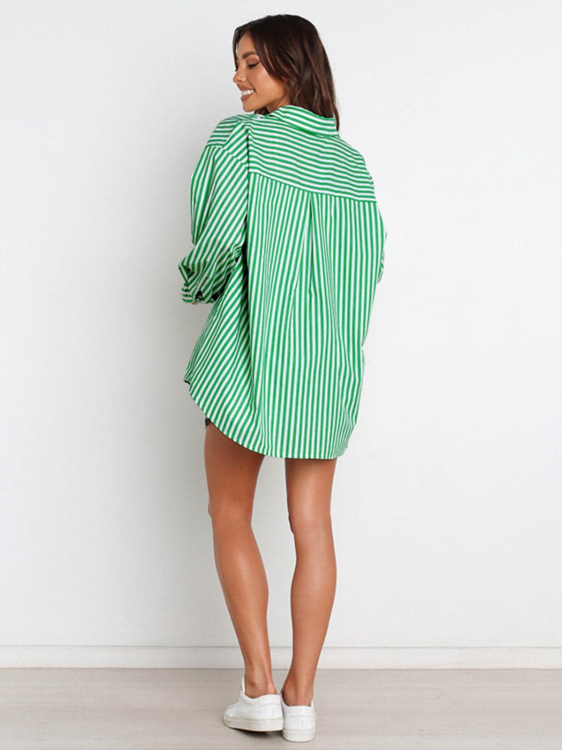 Striped Dropped Shoulder Shirt and Shorts Set.