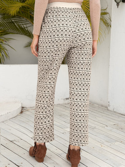 Tied Printed Pants with Pockets.