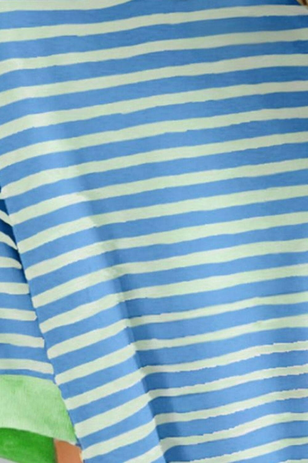 Striped Round Neck Half Sleeve T-Shirt.