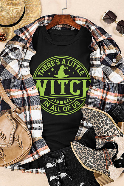 Enchanting Black Witch Graphic Tee for Halloween Celebrations