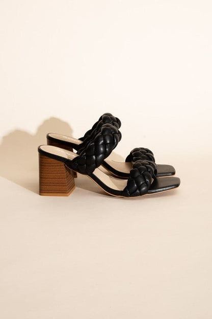 BUGGY-S Braided Stras Mule Heels.