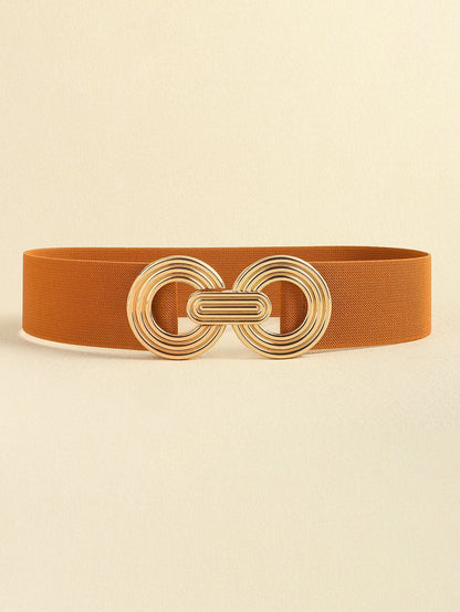 Geometric Buckle Elastic Wide Belt.