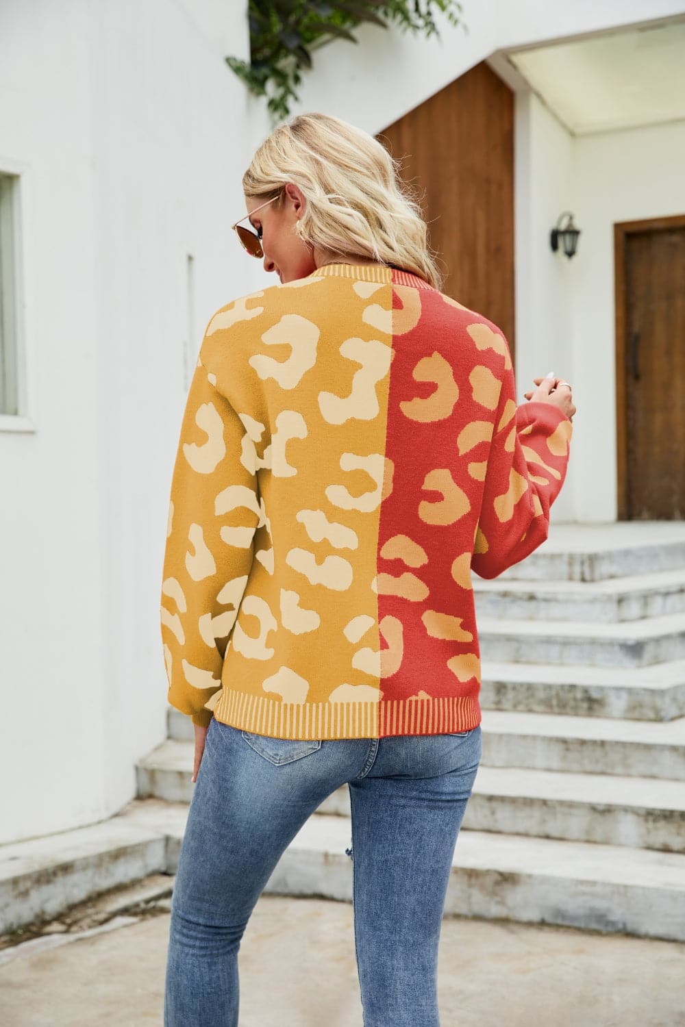 Leopard Button Up Dropped Shoulder Cardigan.