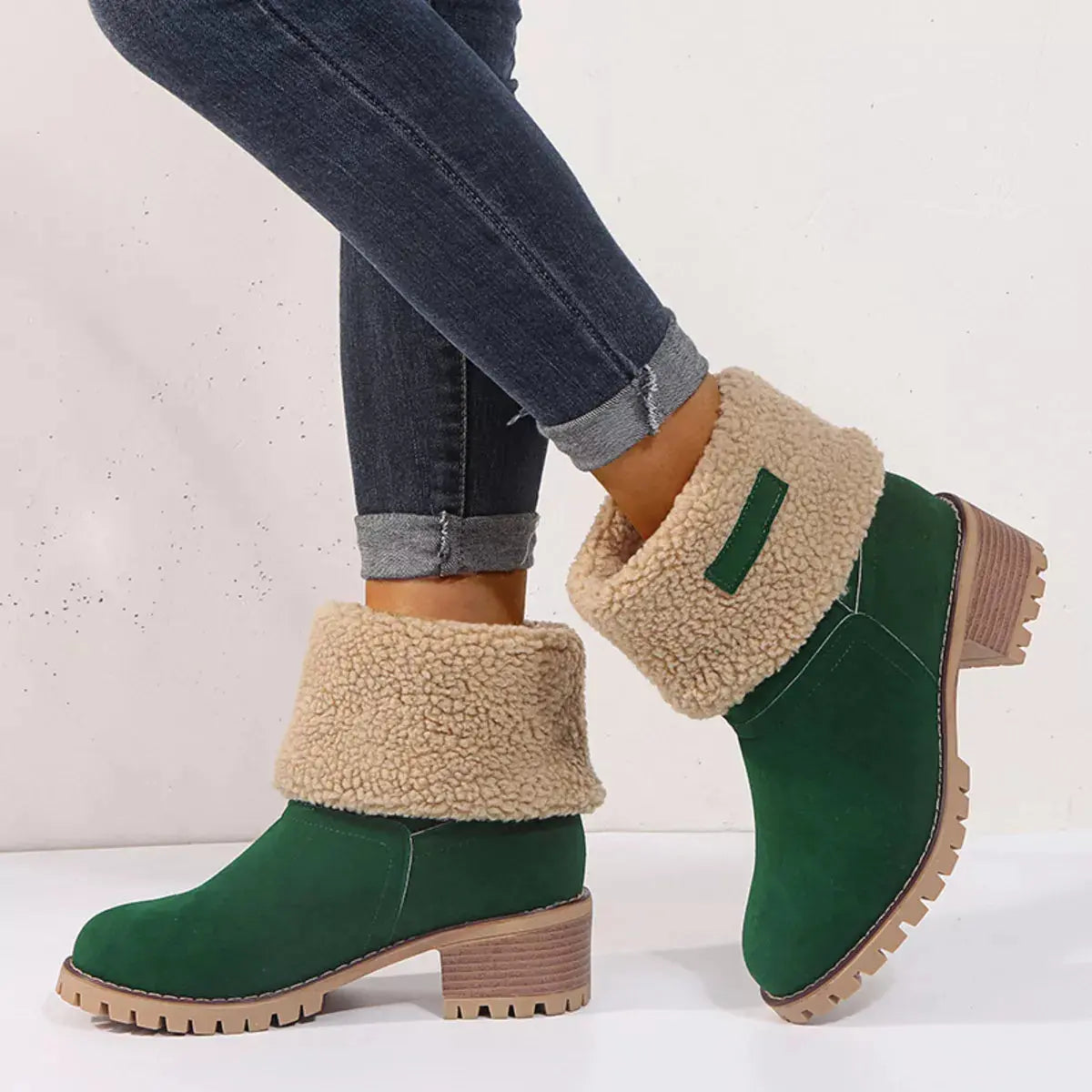 Round Toe Block Heels Boots Simply Love