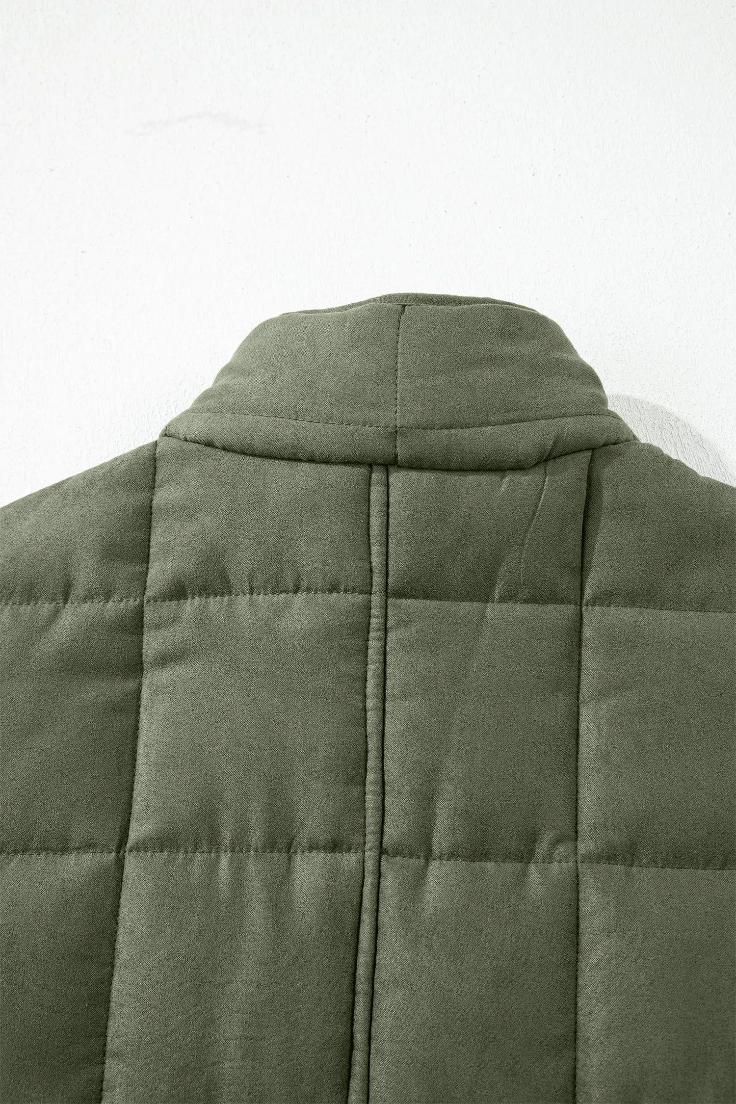 Green Zippered Quilted Jacket With Front Pockets Lightweight Dear-Lover Dropshipping