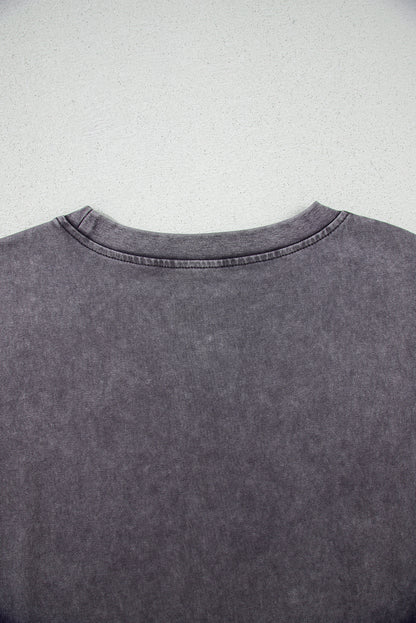 Medium Grey TEXAS Steer Head Graphic Mineral Wash T Shirt