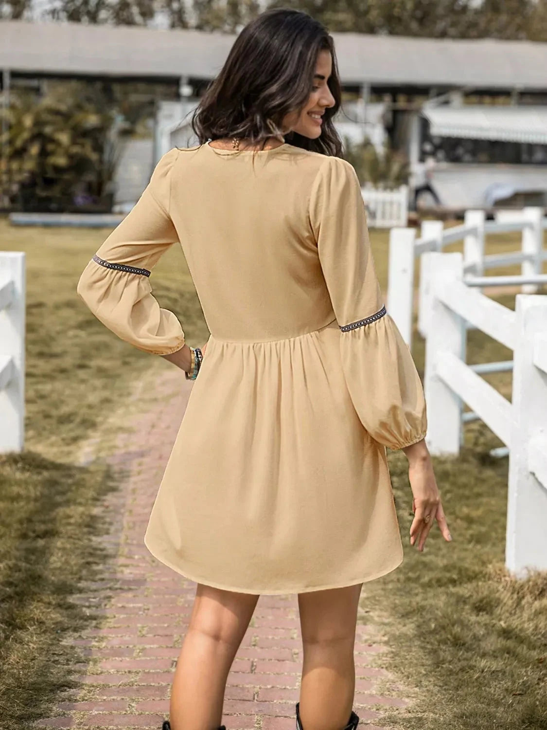 Long Sleeve Mini Dress with Contrast Trim Coco’s Tee Boutique
