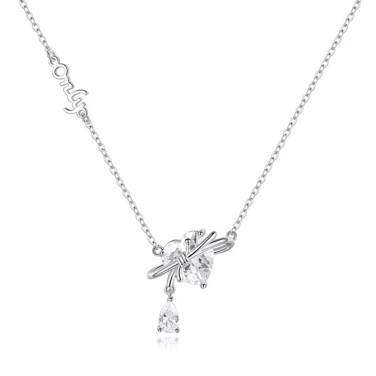 925 Sterling Silver Zircon Heart Necklace Simply Love