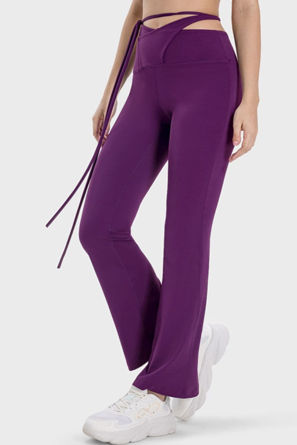 Tied Mid-Rise Waist Active Pants.