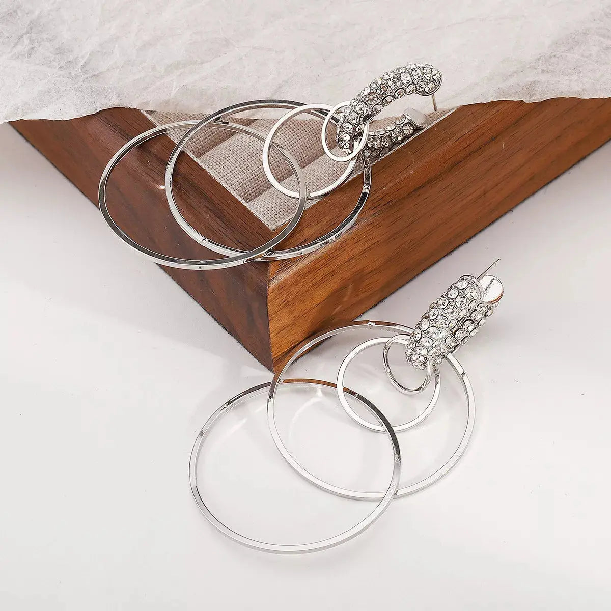 Rhinestone Hoop Dangle Earrings Simply Love