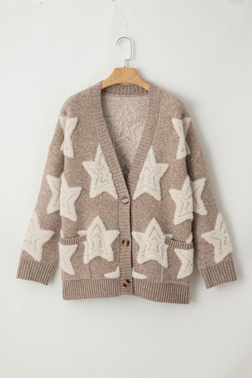 Star Button Up Long Sleeve Cardigan.