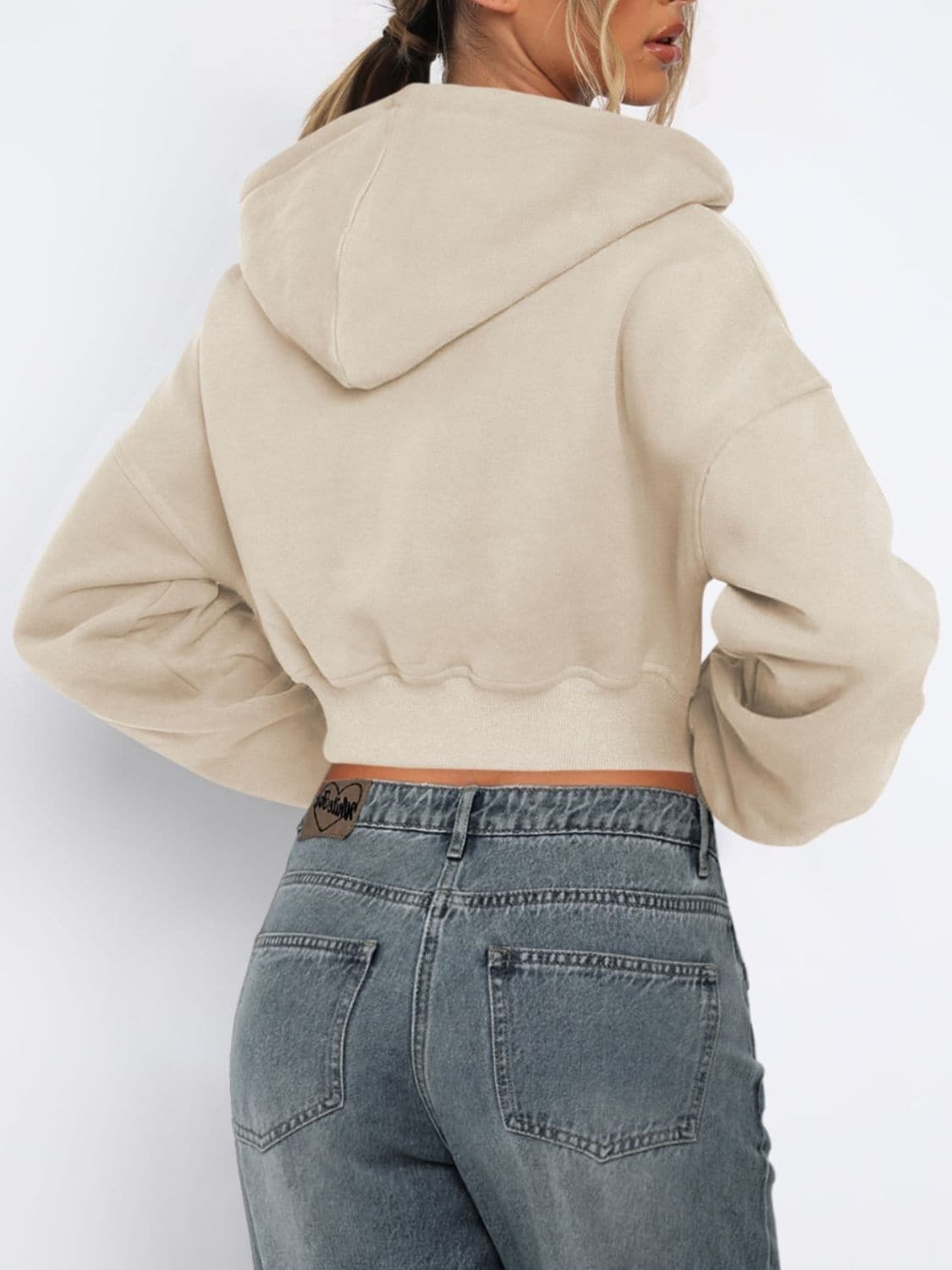 Cropped zip-up hoodie for women