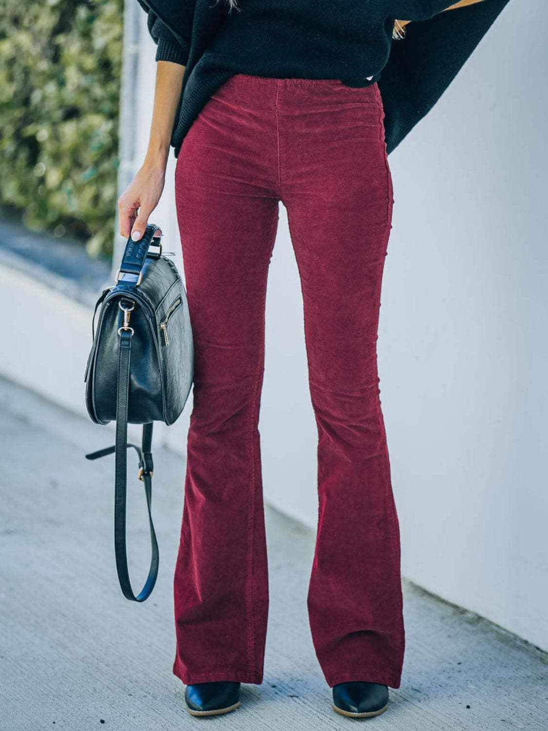 High rise bootcut trousers, polyester - Love Salve 