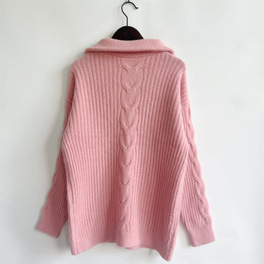 Ribbed Half Zip Long Sleeve Sweater.