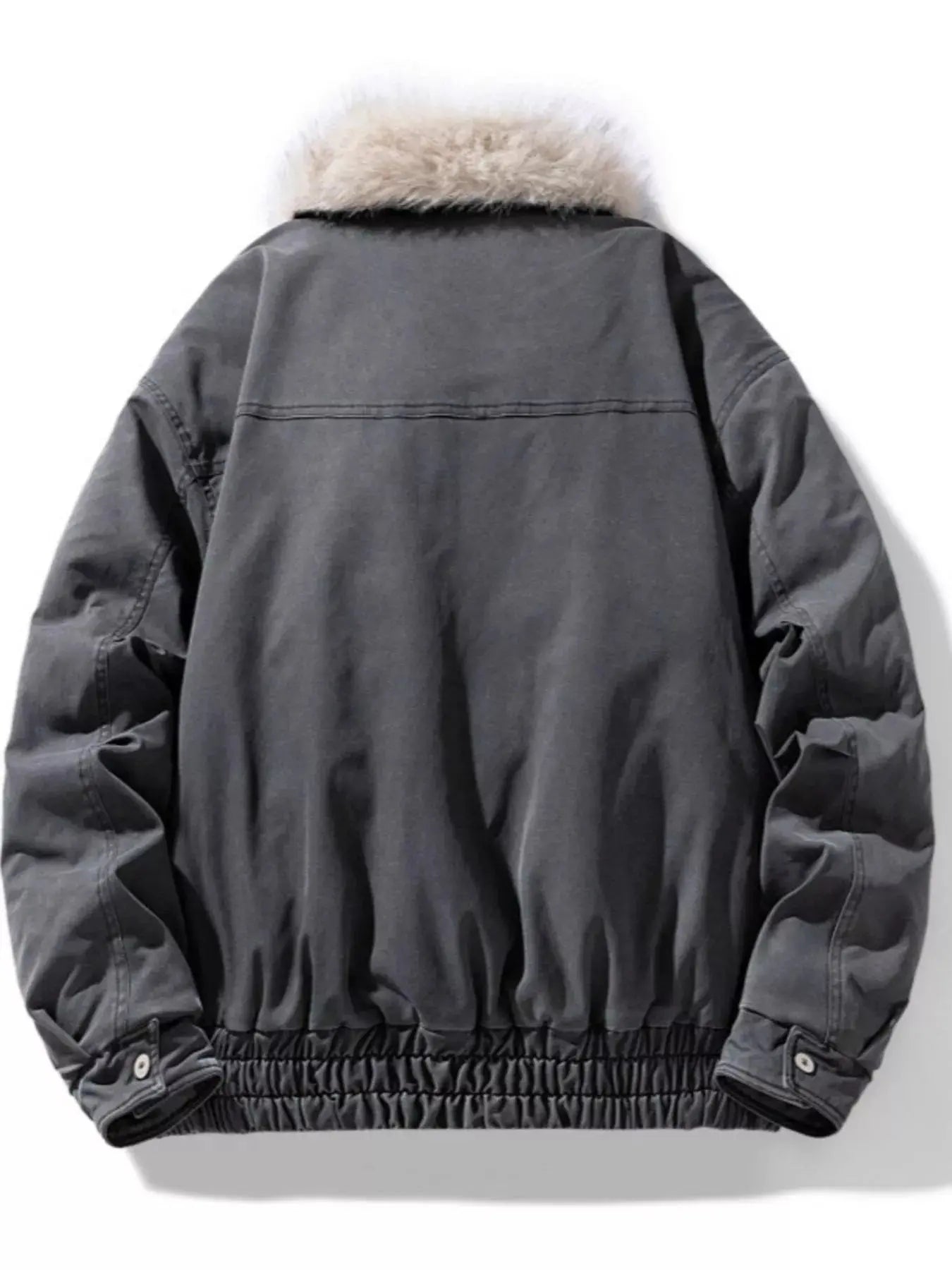 Men's Full Size Fur Collar Zip Up Bomber Jacket Plus Size Simply Love