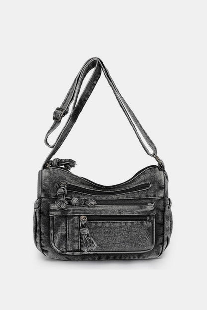 Denim crossbody bag - adjustable strap