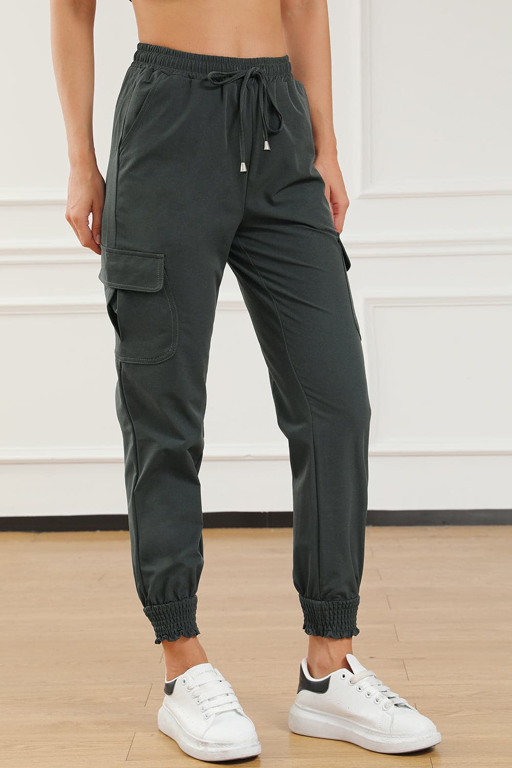 Drawstring High Waist Joggers With Pockets.