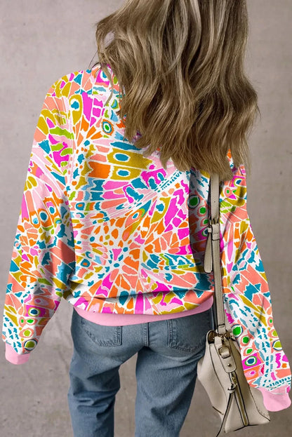 Stylish printed long sleeve sweatshirt with round neck