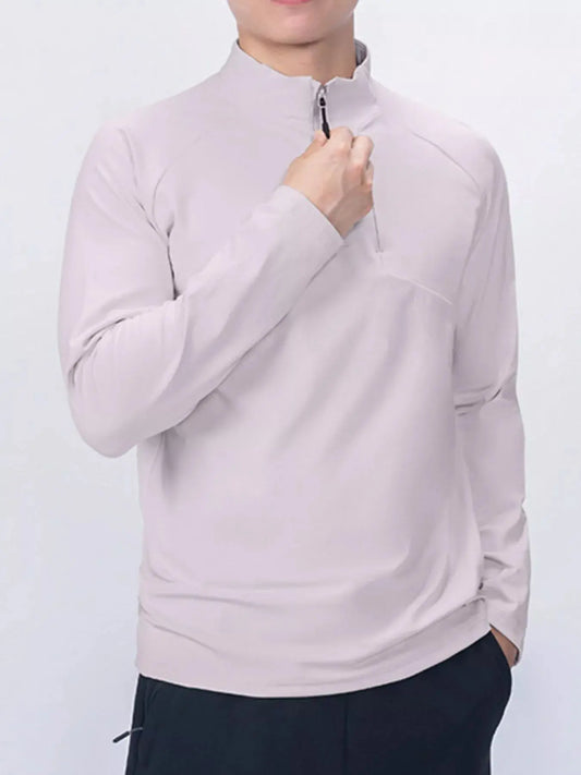 Men's Lightweight Long Sleeve Active T-Shirt with Zipper Simply Love