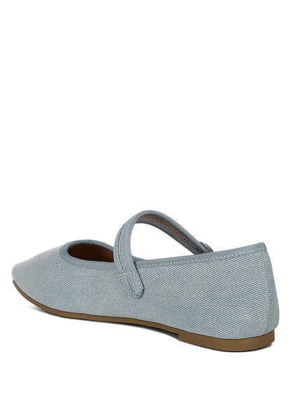 Stylish Denim Ballerinas with Buckle