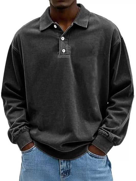 Men's Full Size Vintage Washed Long Sleeve Top Plus Size Simply Love