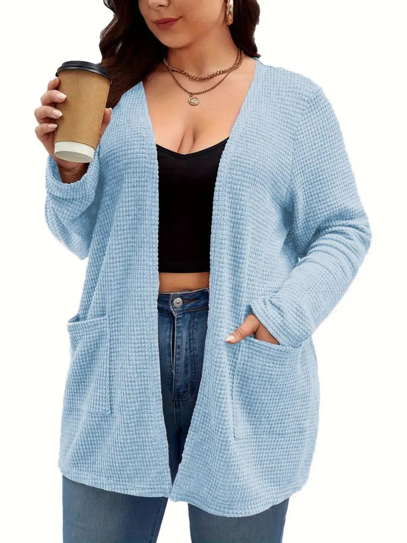 Plus Size Open Front Long Sleeve Knit Cardigan Simply Love
