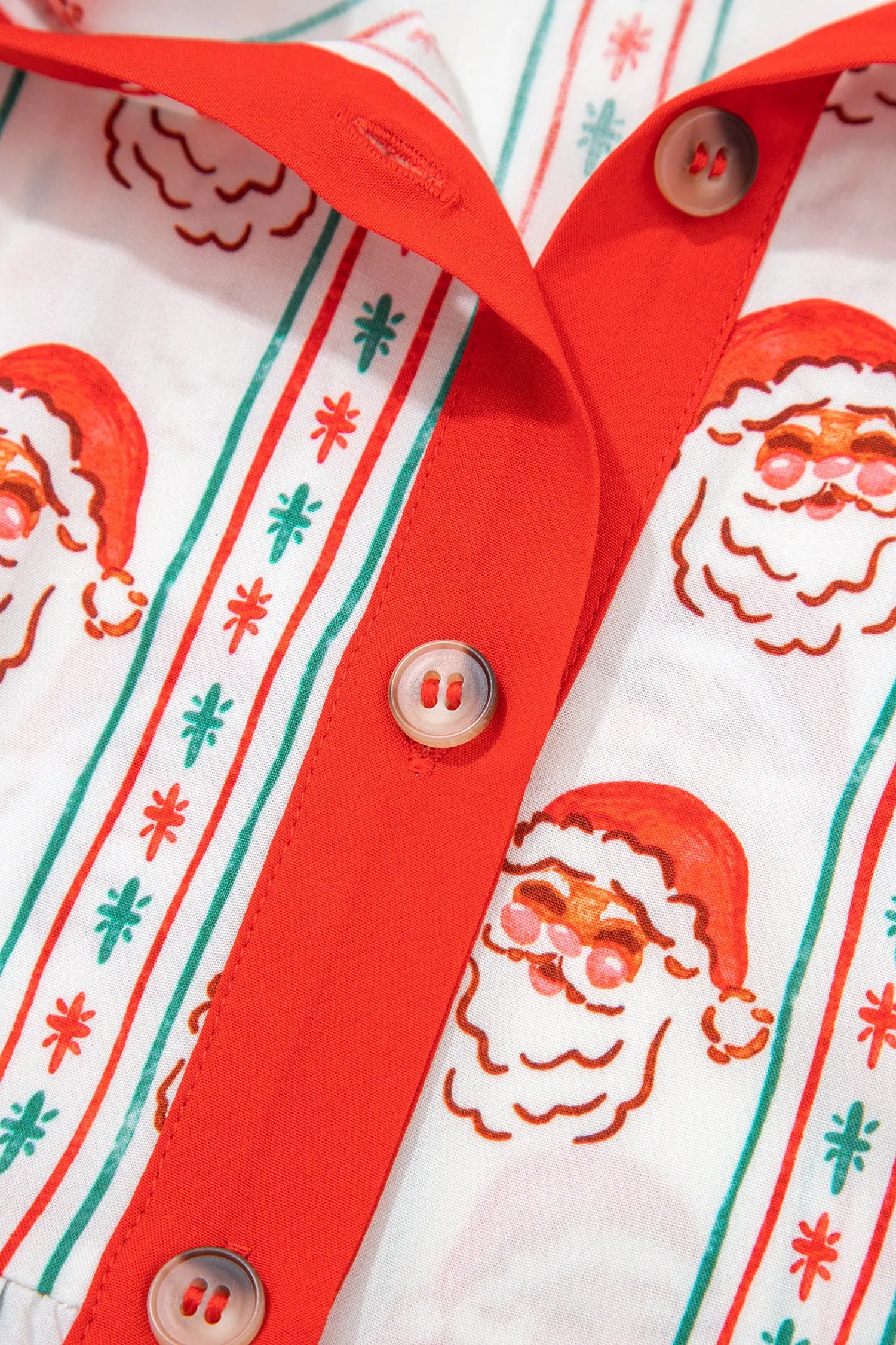 White Santa Contrast Collar Button Front Long Sleeve A Line Mini Dress Dear-Lover Dropshipping