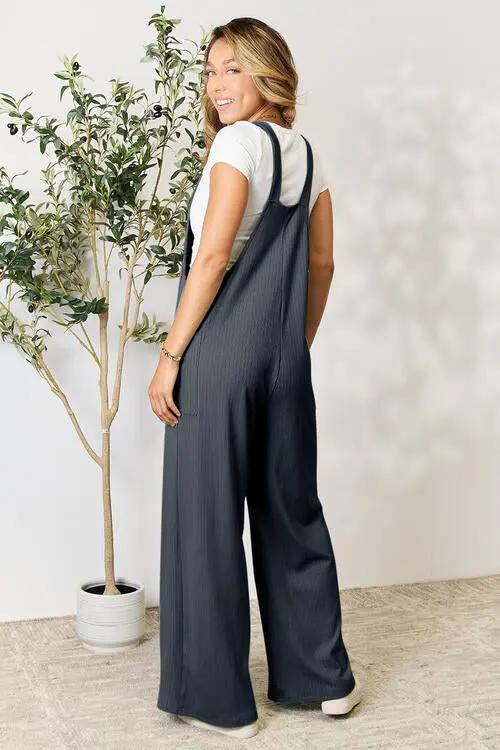 Double Take Full Size Wide Strap Overall with Pockets - Love Salve