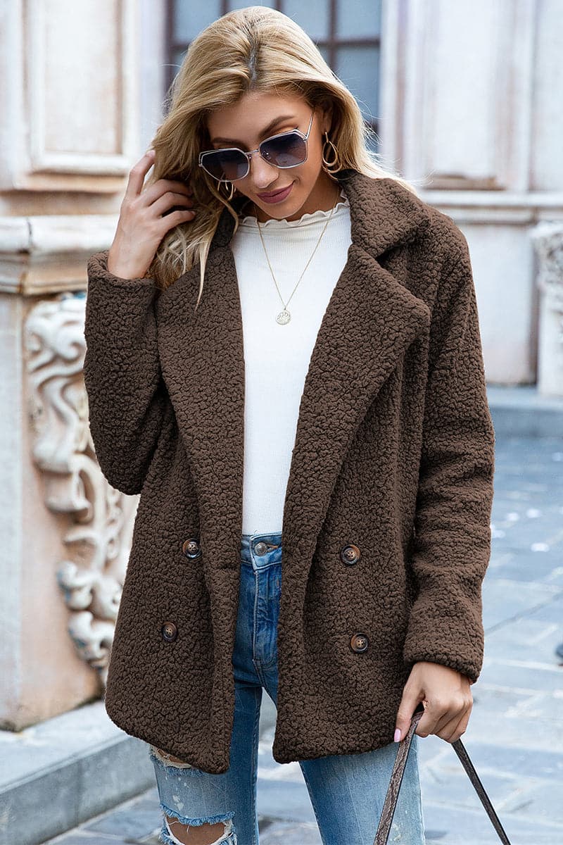 Full Size Lapel Collar Sherpa Coat.