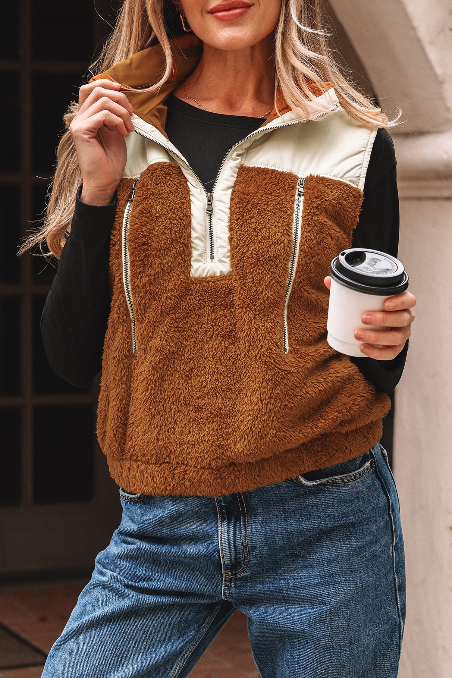 Dear-Lover Color Block Vest Women's Winter Layering Fleece Vest Warm & Cozy Dear-Lover Dropshipping