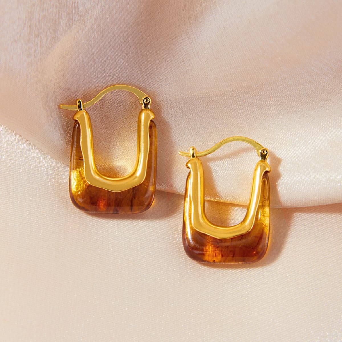 Resin Copper U Shape Earrings.