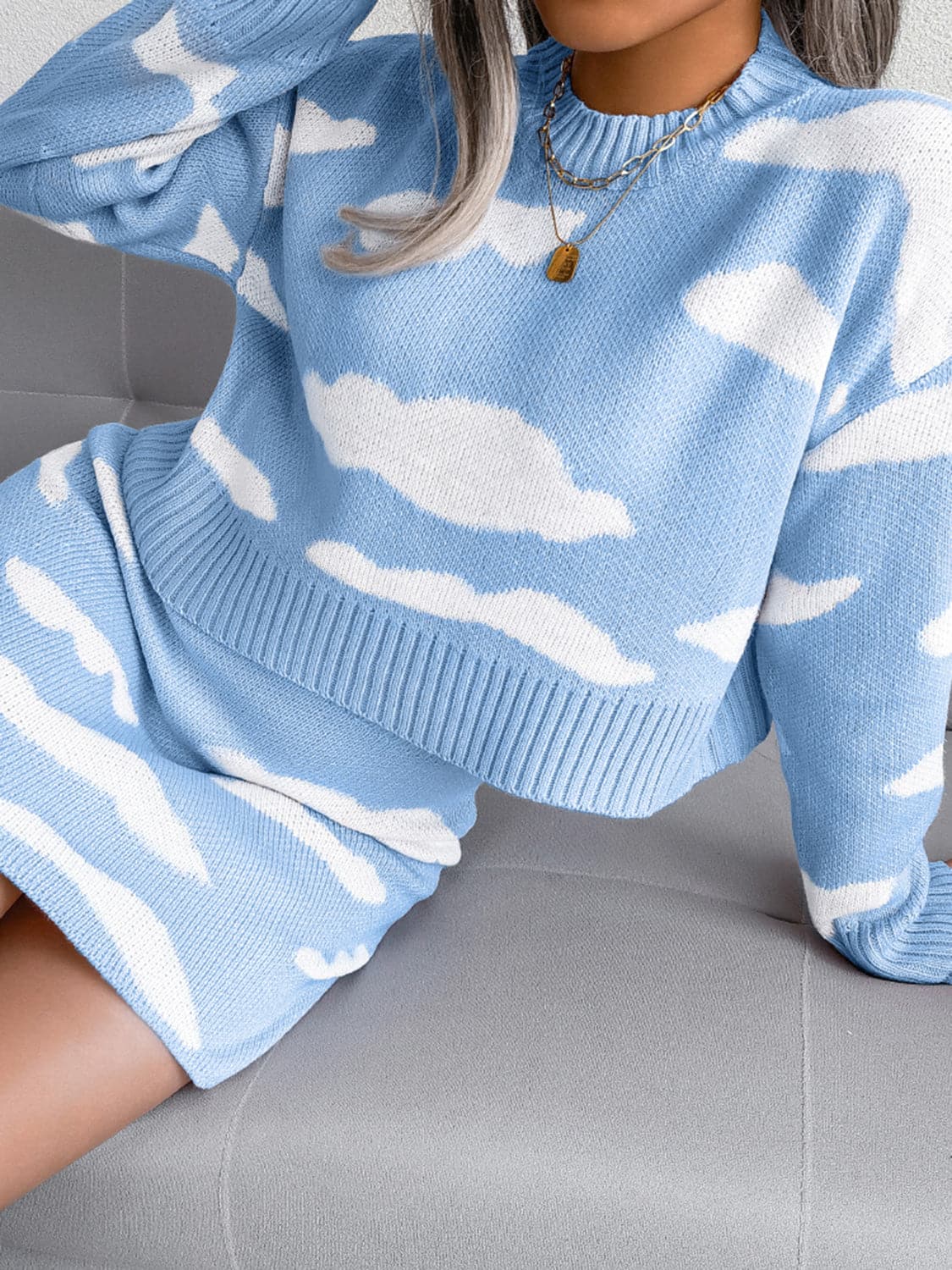 Cloud Sweater and Knit Skirt Set.