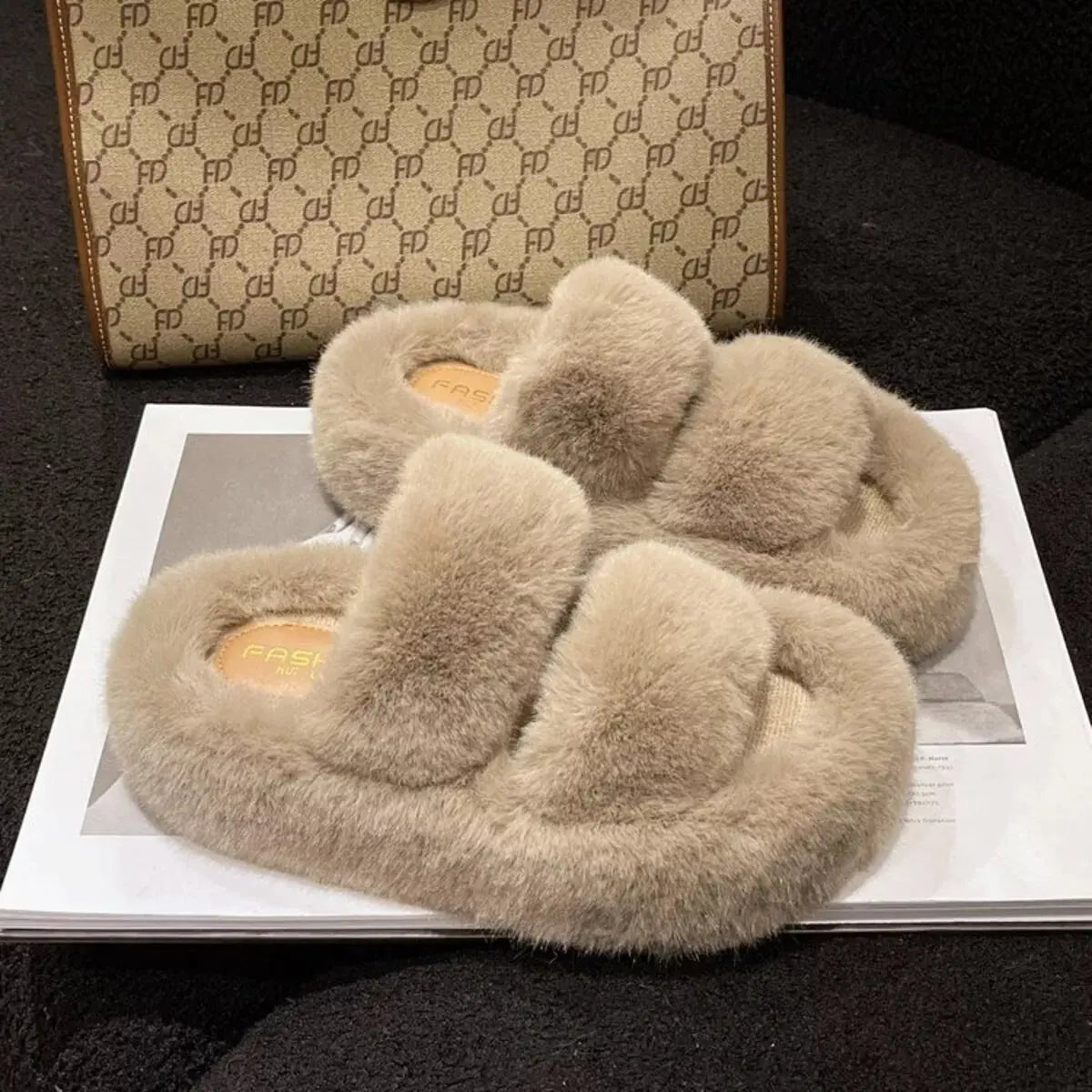Fuzzy Open Toe Slippers Simply Love