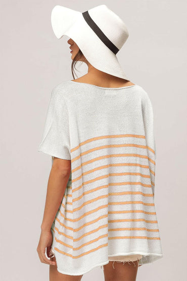 BiBi V Neck Striped Short Sleeve TopBiBi V Neck Striped Short Sleeve Top
 Embrace effortless elegance with the BiBi V Neck Striped Short Sleeve Top, a must-have addition to your wardrobe that seamlesslLove Salve Neck Striped Short Sleeve Topjust arrived