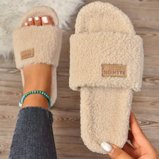 Fuzzy Open Toe Slippers Simply Love