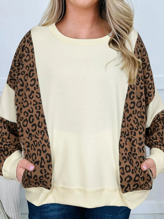 Leopard Round Neck Sweatshirt Simply Love