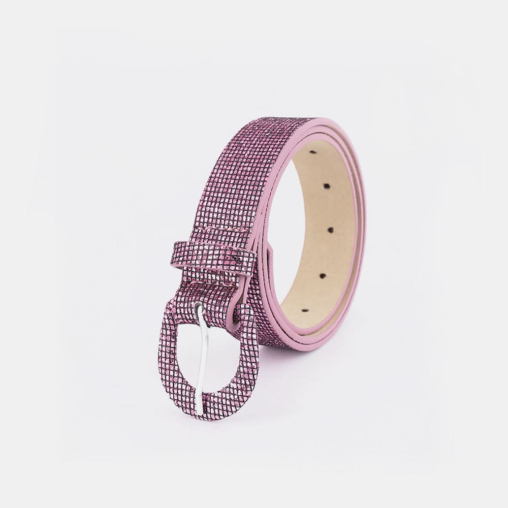 Sparkling sequined PU leather belt