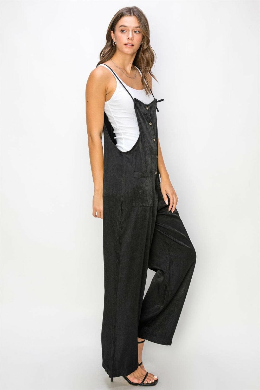 HYFVE Half Button Sleeveless Straight Jumpsuit.