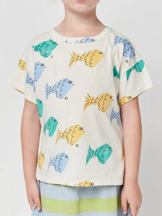 Children's Fish Print Round Neck T-Shirt Simply Love