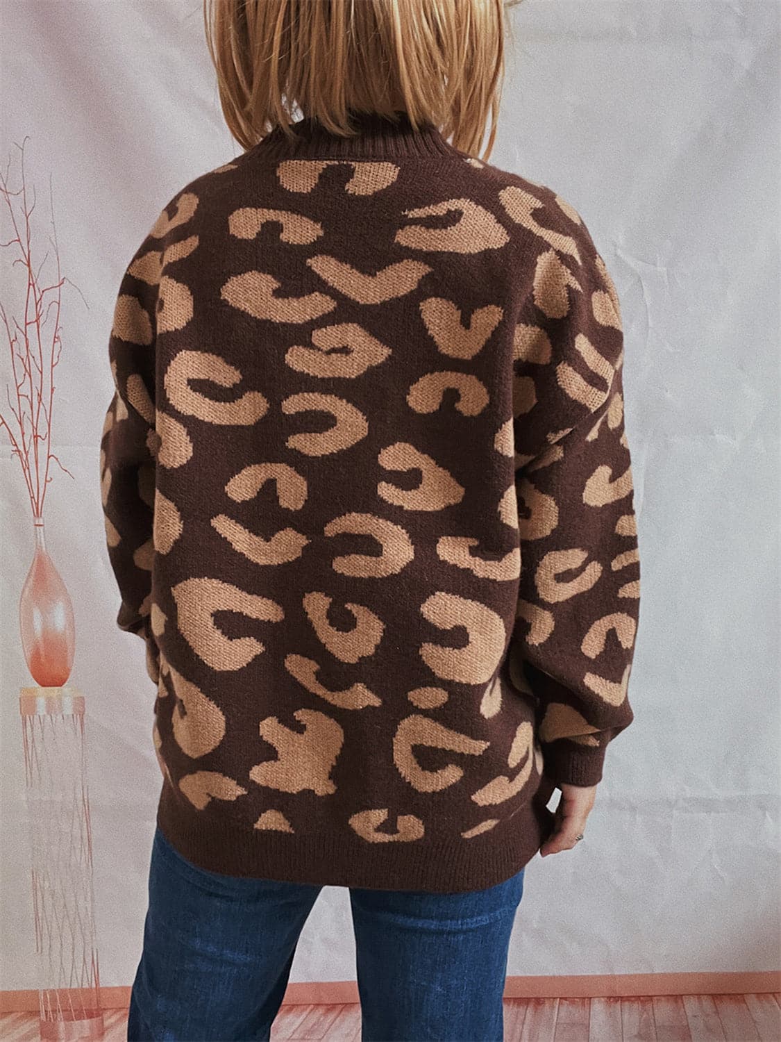 Leopard Button Front Cardigan with Pockets.