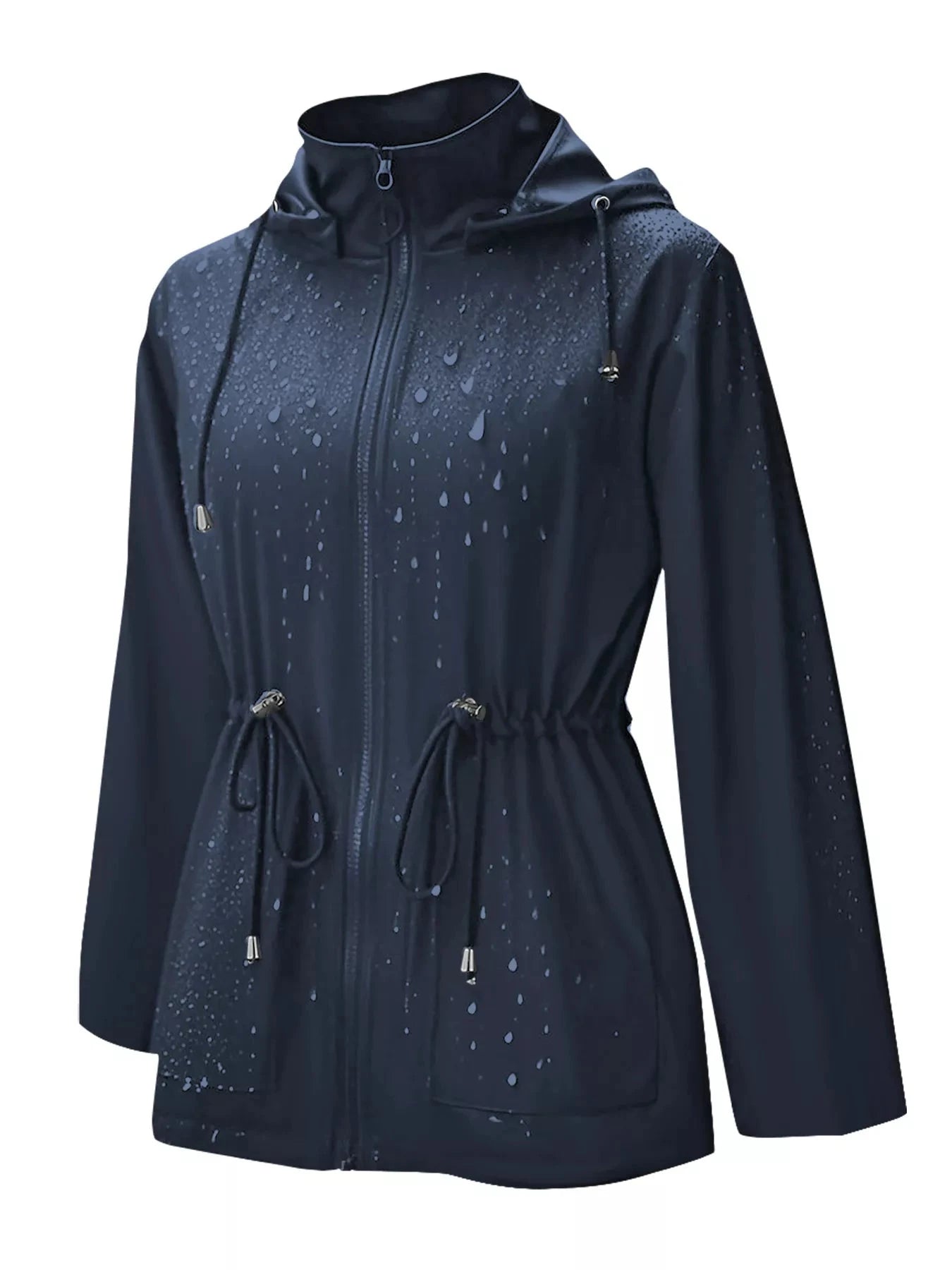 Zip Up Waterproof Hooded Outerwear With Pockets And Drawstring Simply Love