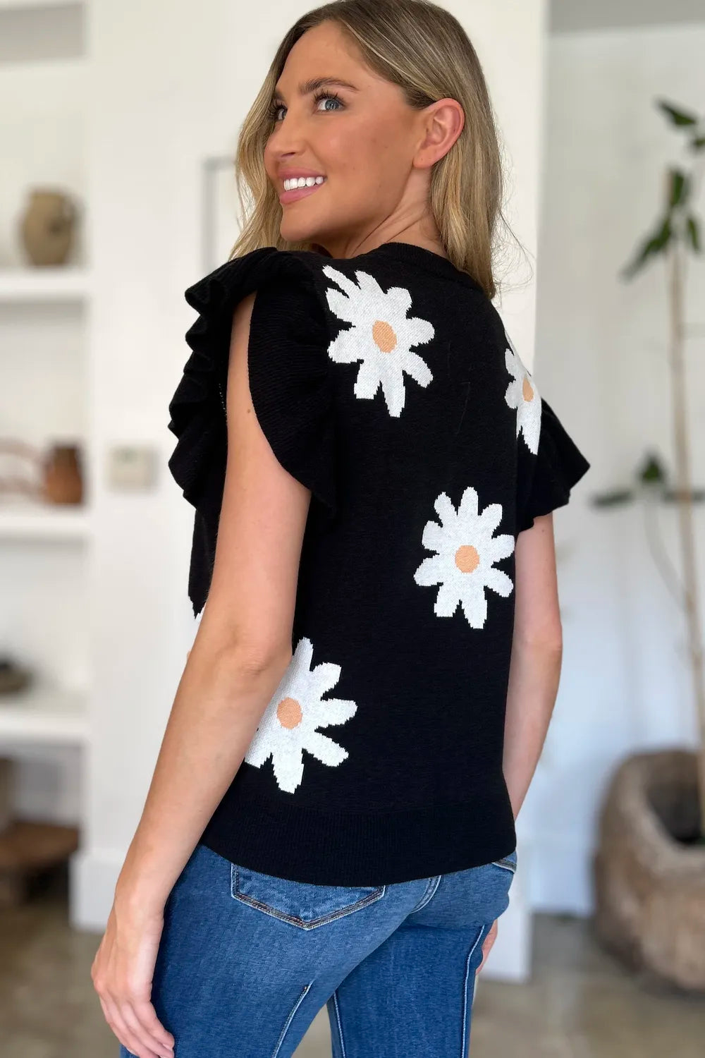 Double Take: Ruffled Flower Sweater