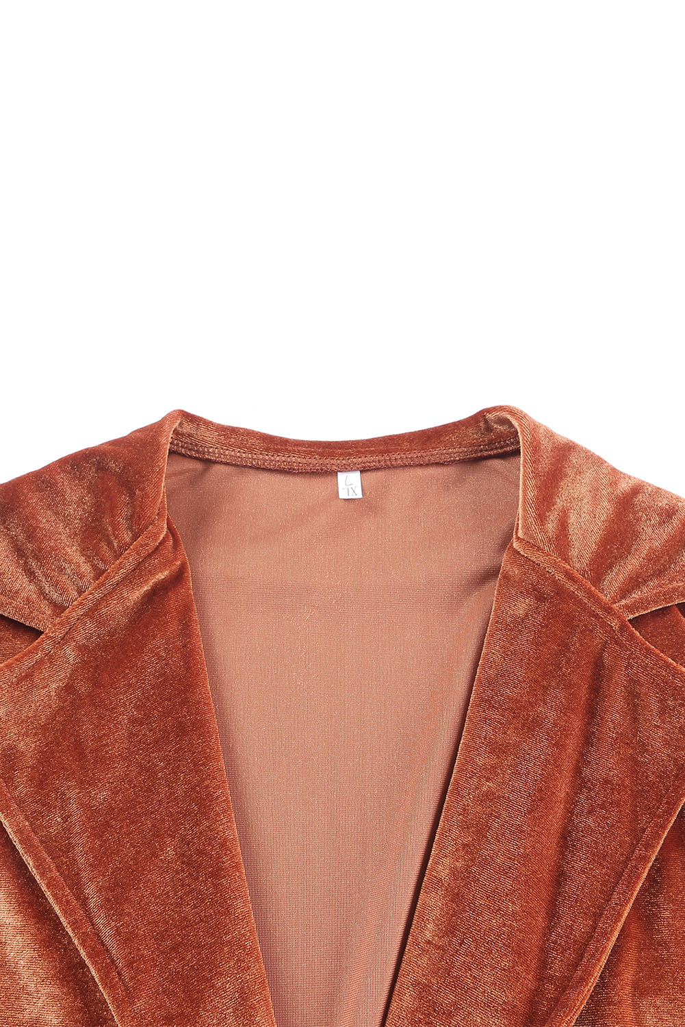 Chic brown velvet long sleeve coat with pockets