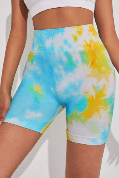 Tie-Dye Wide Waistband Sports Shorts.