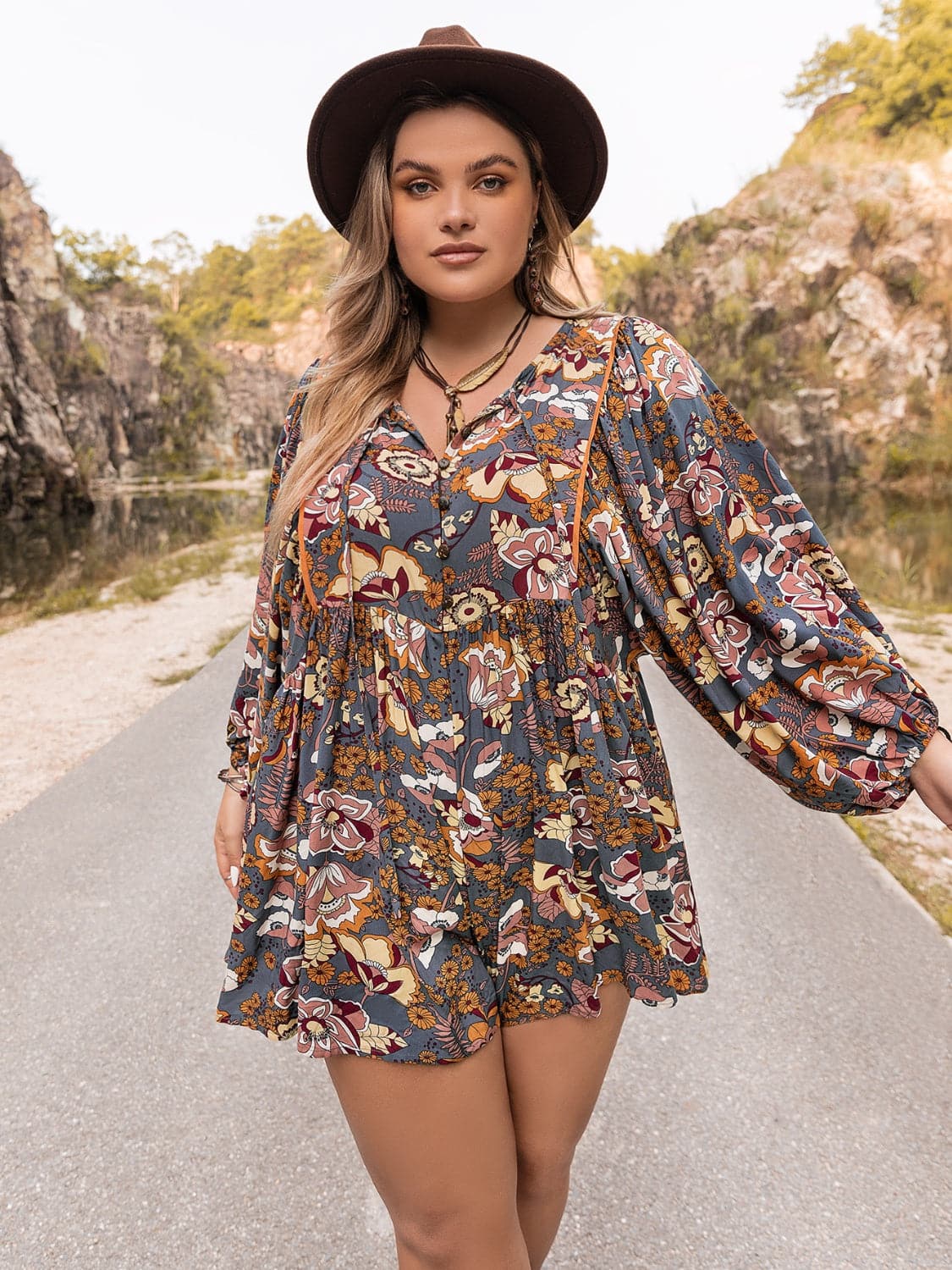 Plus Size Long Sleeve Romper.